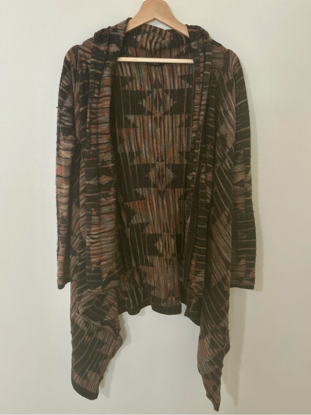 Peruvian Connection Baby Alpaca Silk Cardigan S Asymmetric Geometric Boho